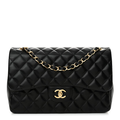 Chanel Lambskin Quilted Jumbo Double Flap Black 1 of 14