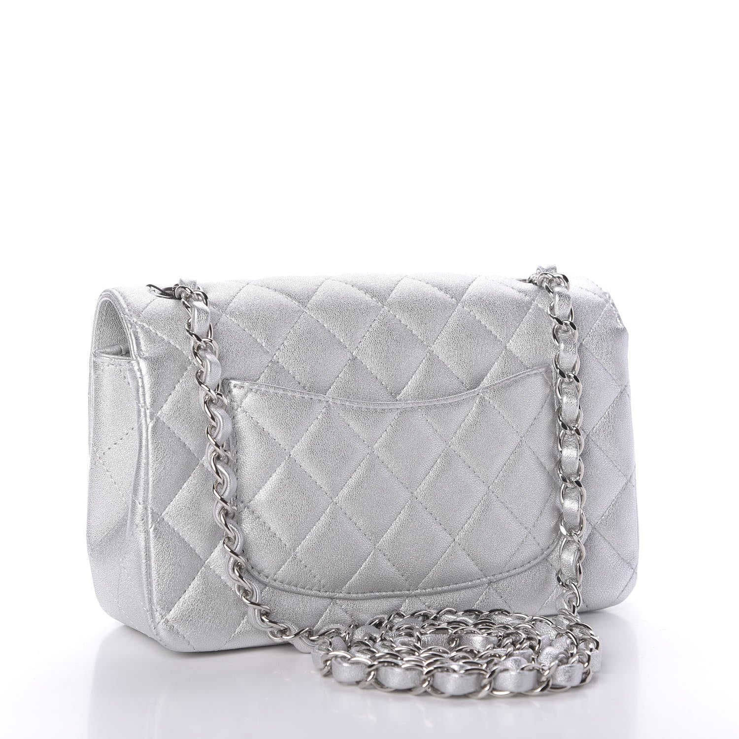 Chanel Metallic Lambskin Quilted Mini Rectangular Flap Silver 3 of 9