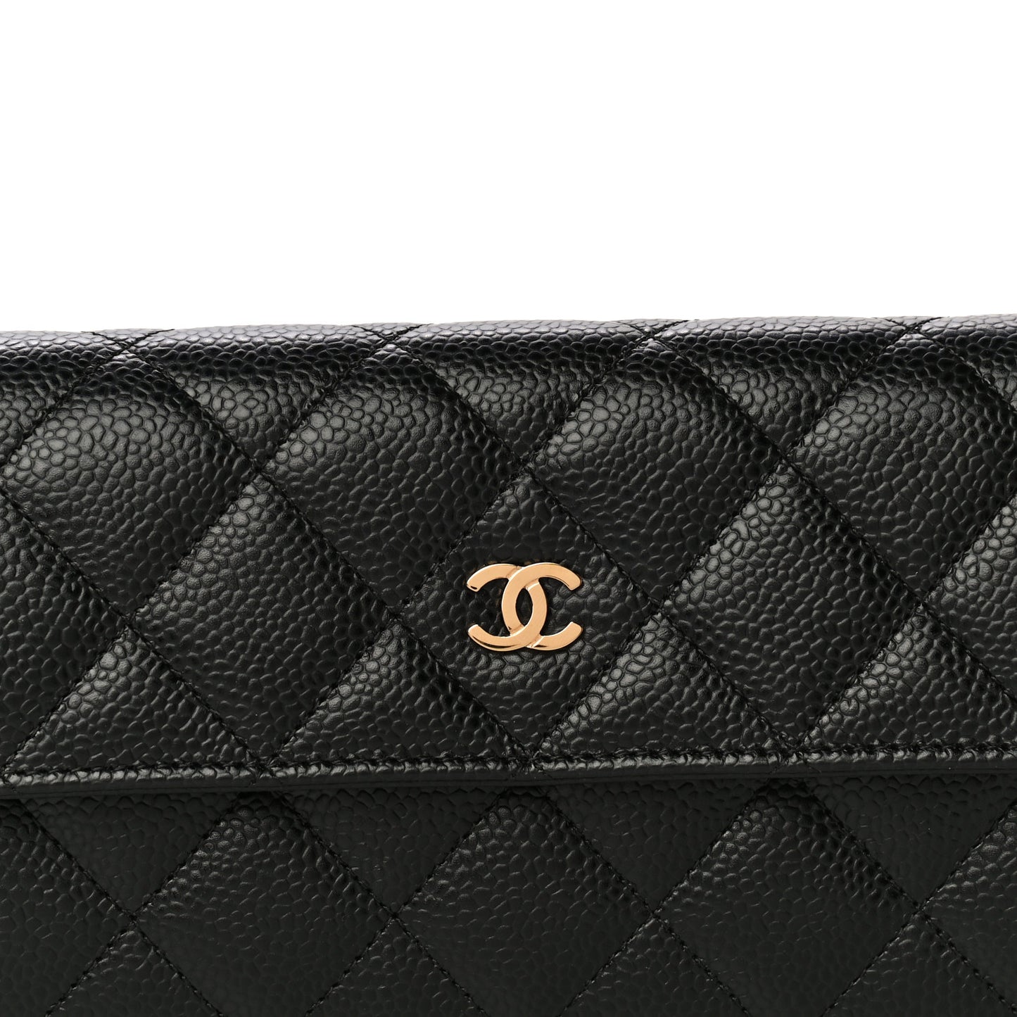 Caviar Quilted Large Gusset Flap Wallet Black
