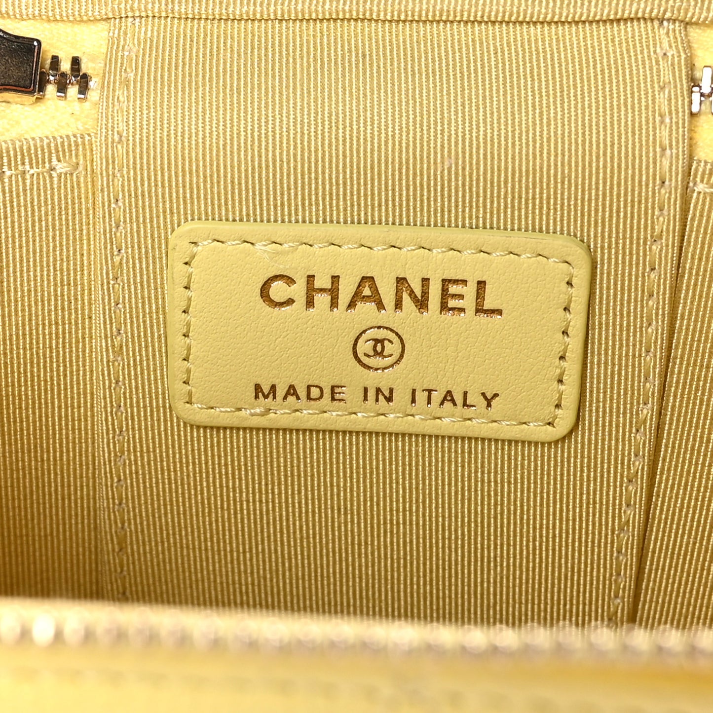 Caviar Quilted Mini Vanity Case With Chain Yellow