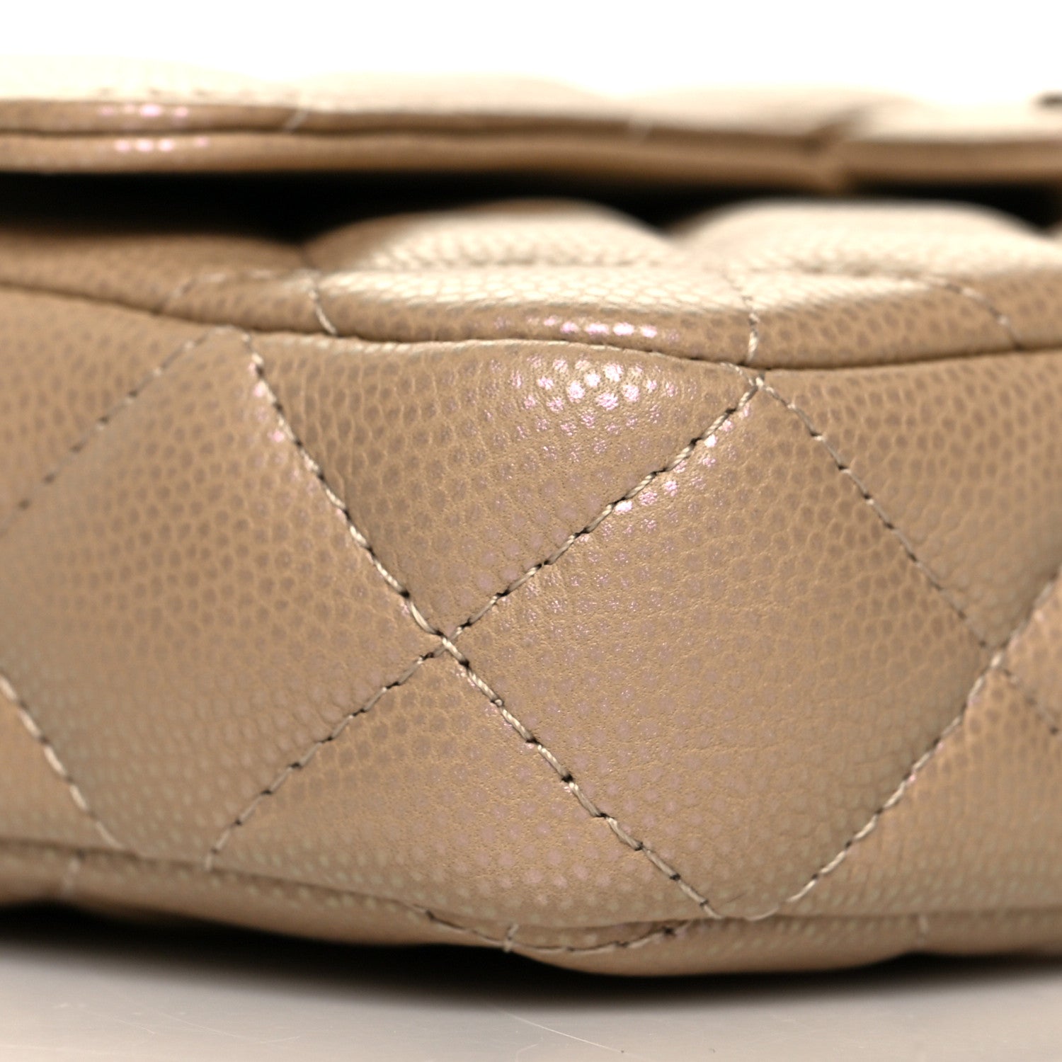 Chanel Iridescent Caviar Quilted Flap Phone Holder With Chain Beige 10 of 12