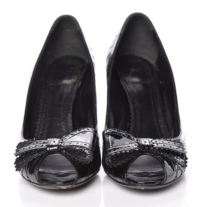 Christian Dior Patent Cannage Bow2 Peep Toe Pumps 39 Black 3 of 18