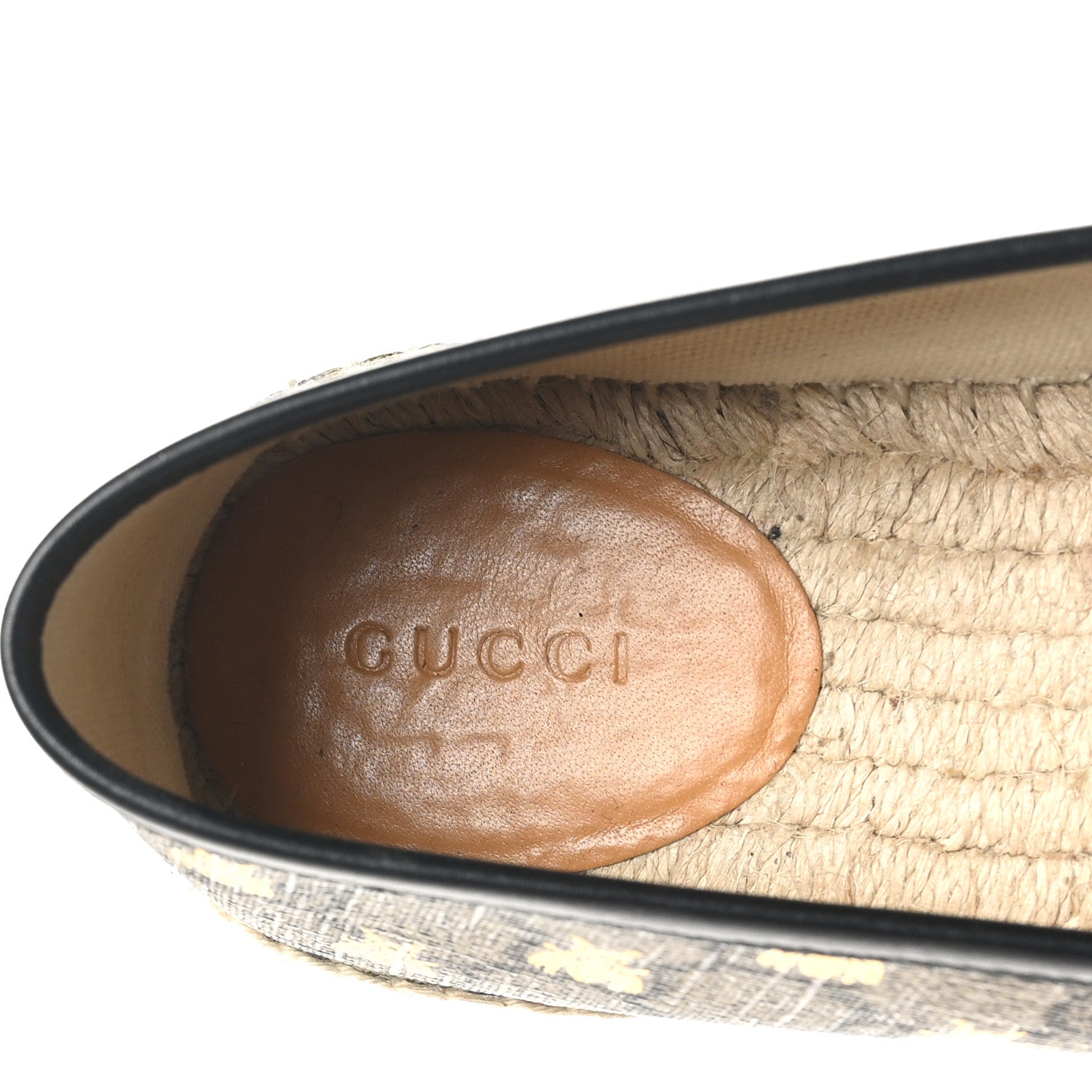 Gucci GG Supreme Monogram Bees Espadrille Flats 39 Beige Ebony Oro Black 8 of 8