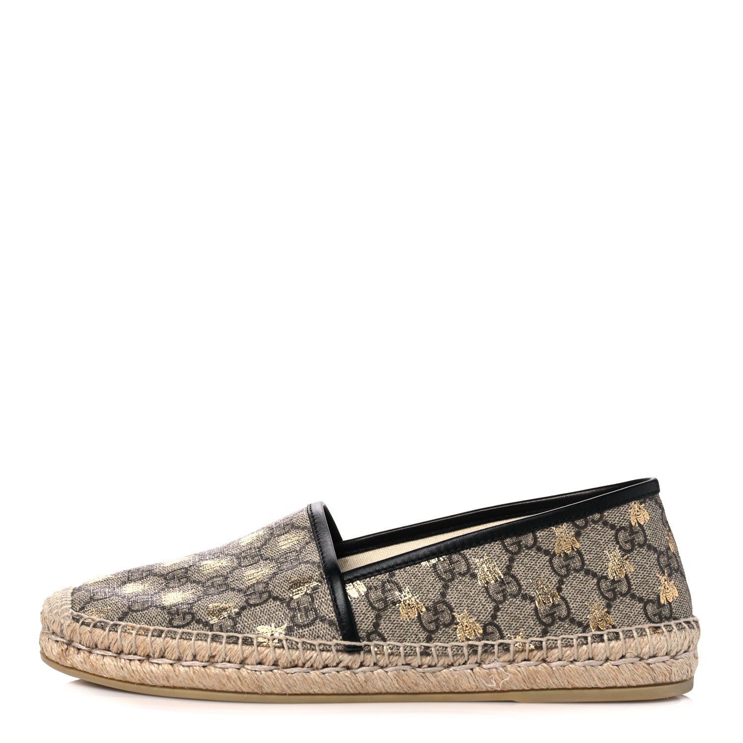 Gucci GG Supreme Monogram Bees Espadrille Flats 40 Beige Ebony Oro Black 1 of 10