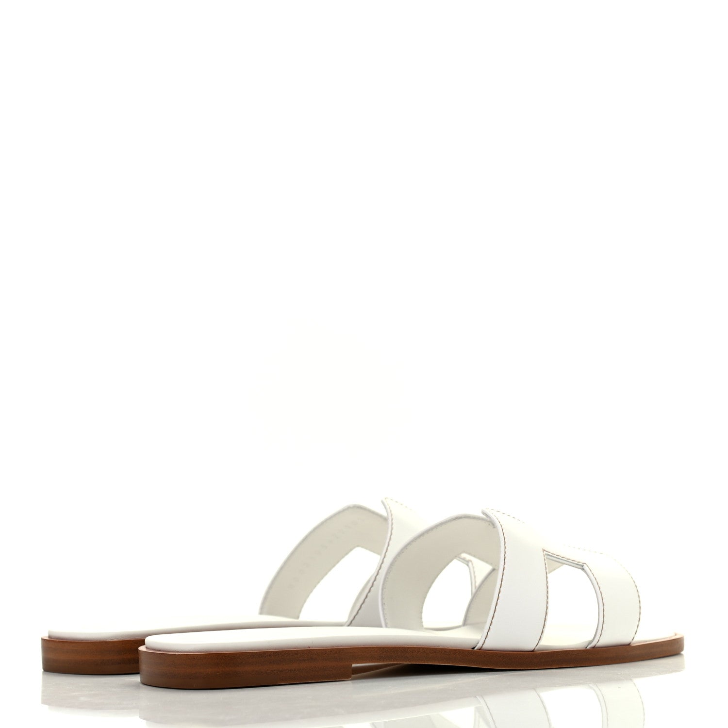 Hermes Box Calfskin Oran Sandals 37 White 4 of 8