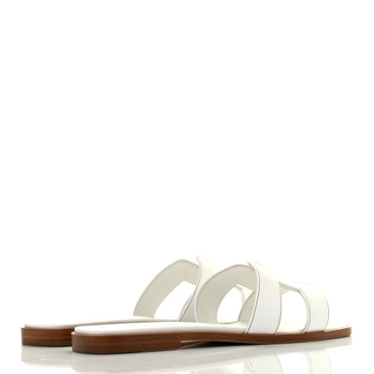 Hermes Box Calfskin Oran Sandals 37 White 4 of 8