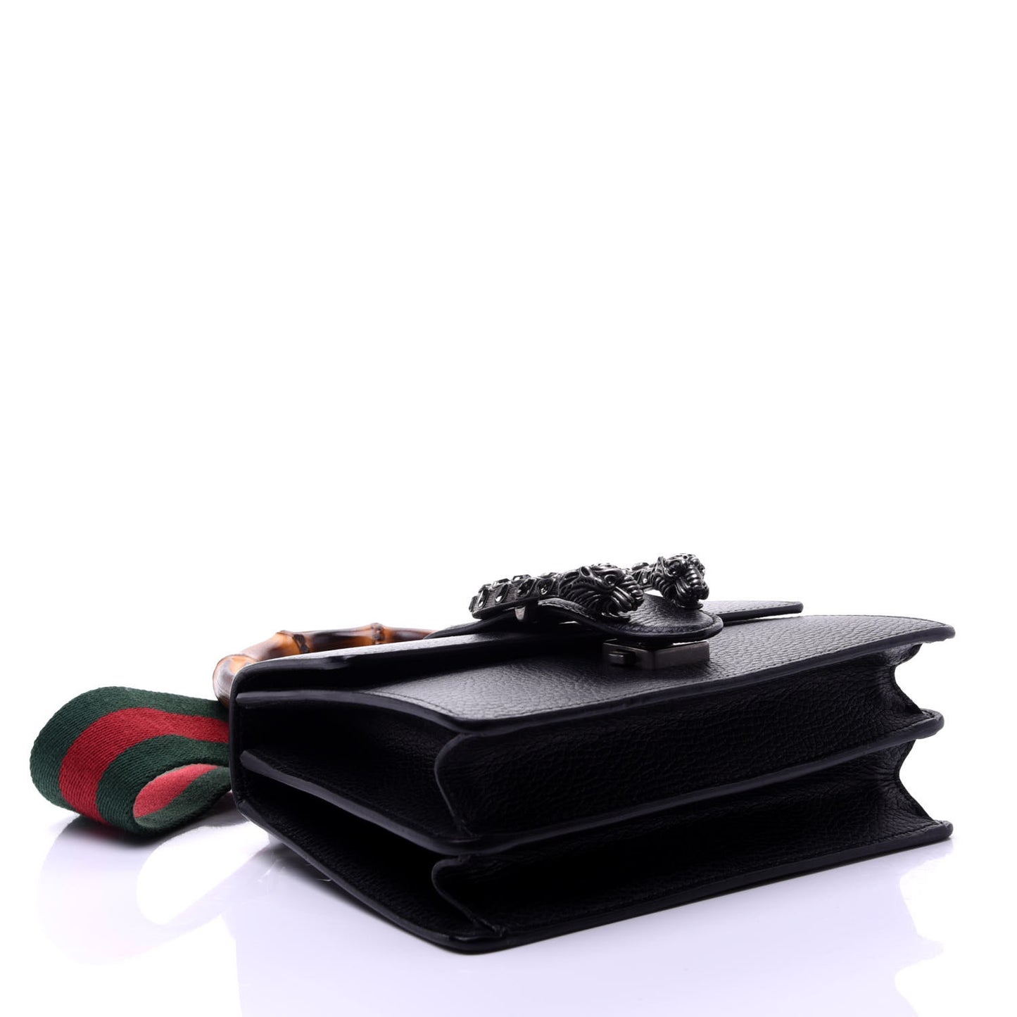 Dollar Calfskin Crystal Web Mini Dionysus Bamboo Top Handle Bag Black Black Diamond