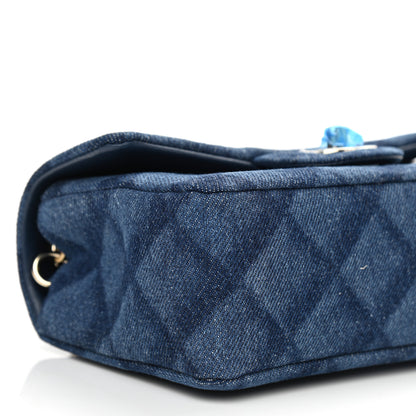 Chanel Printed Denim Quilted Mini Rectangular Flap Dark Blue 8 of 10