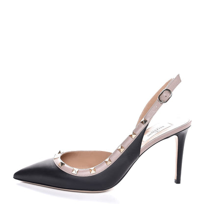 Valentino Garavani Nappa Rockstud Half D'Orsay Slingback 85mm Pumps 41.5 Black Poudre 1 of 7