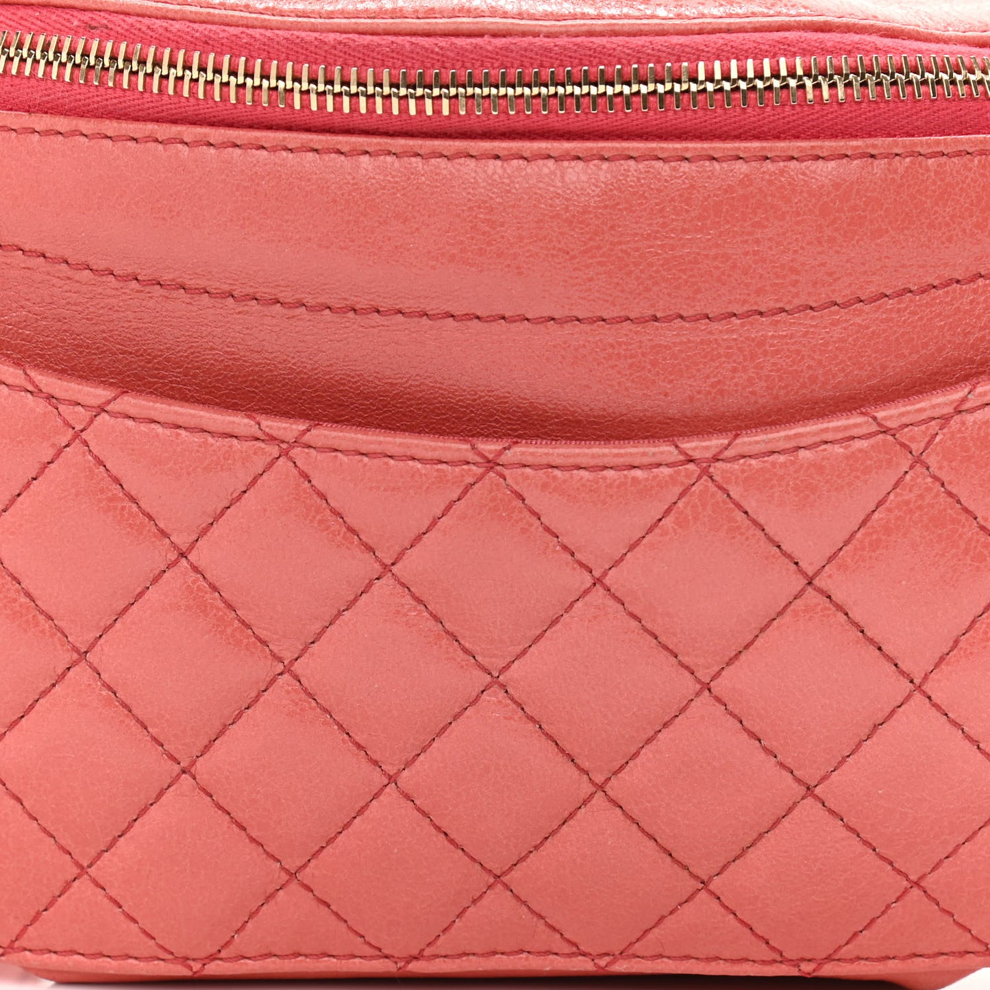 Crumpled Glazed Lambskin Quilted Waist Bag Fanny Pack Pink