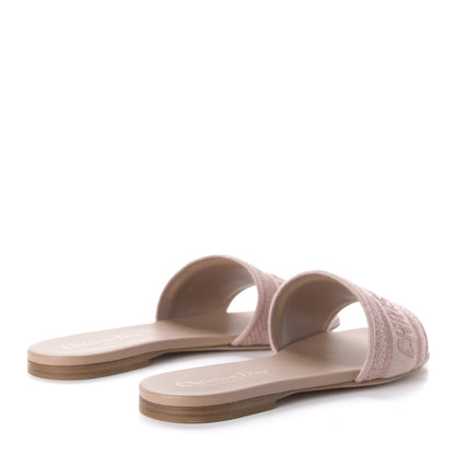 Christian Dior Cotton Embroidered Dway Mules Slide Sandals 37 Rose Des Vents 4 of 9