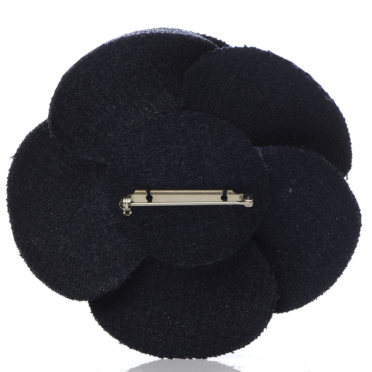 Tweed Camellia Pin Brooch Navy Blue
