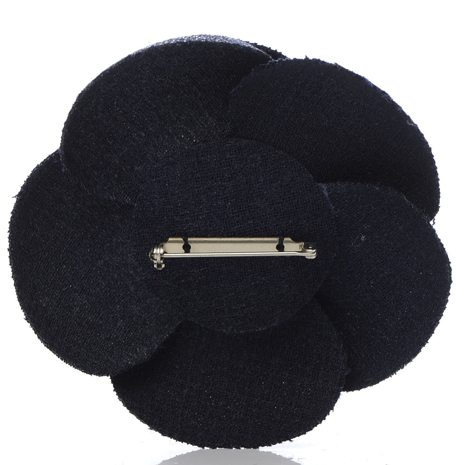 Chanel Tweed Camellia Pin Brooch Navy Blue 3 of 3