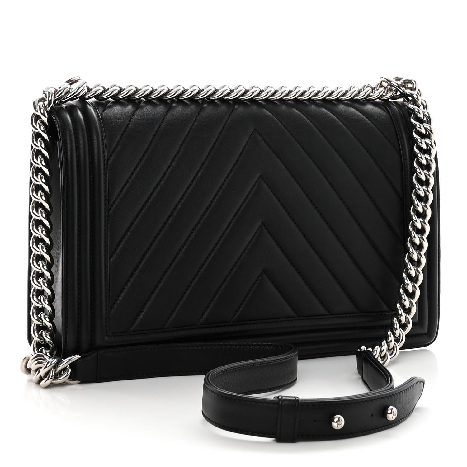 Chanel Calfskin Chevron Quilted New Medium Boy Flap Black 3 of 16