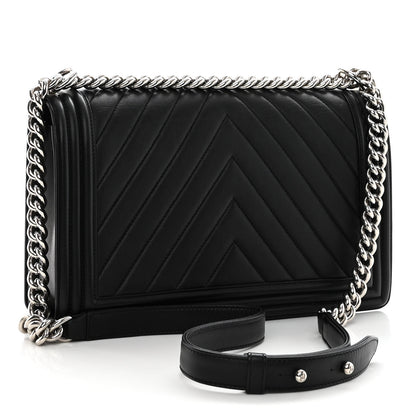 Chanel Calfskin Chevron Quilted New Medium Boy Flap Black 3 of 16