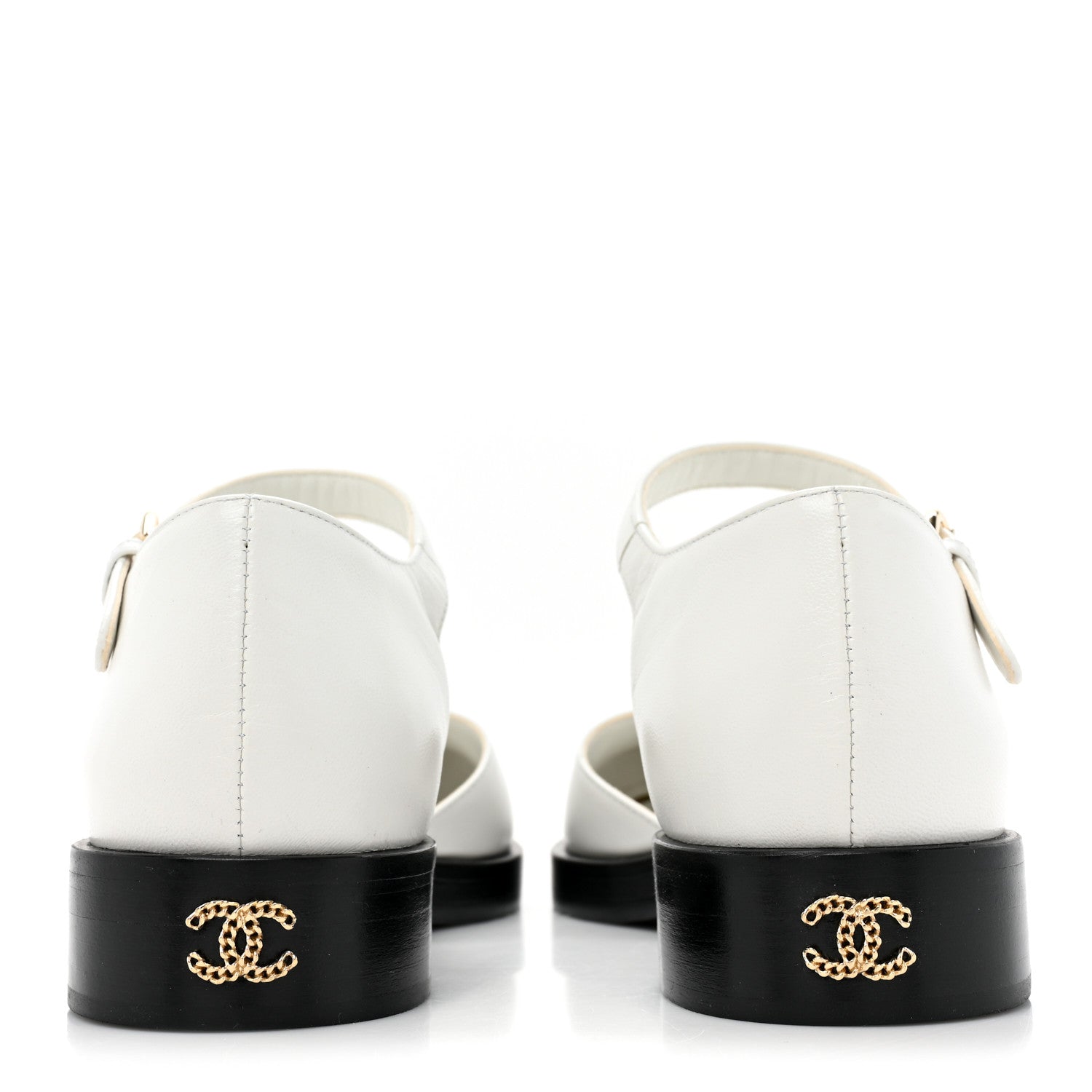 Chanel Shiny Goatskin Mary Jane Flats 38 White Black 4 of 11