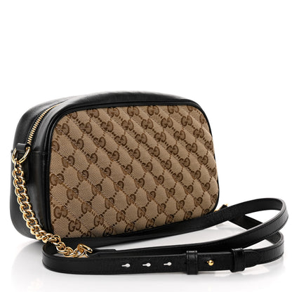 Gucci Monogram Matelasse Diagonal Small GG Marmont Chain Shoulder Bag Beige Black 3 of 10