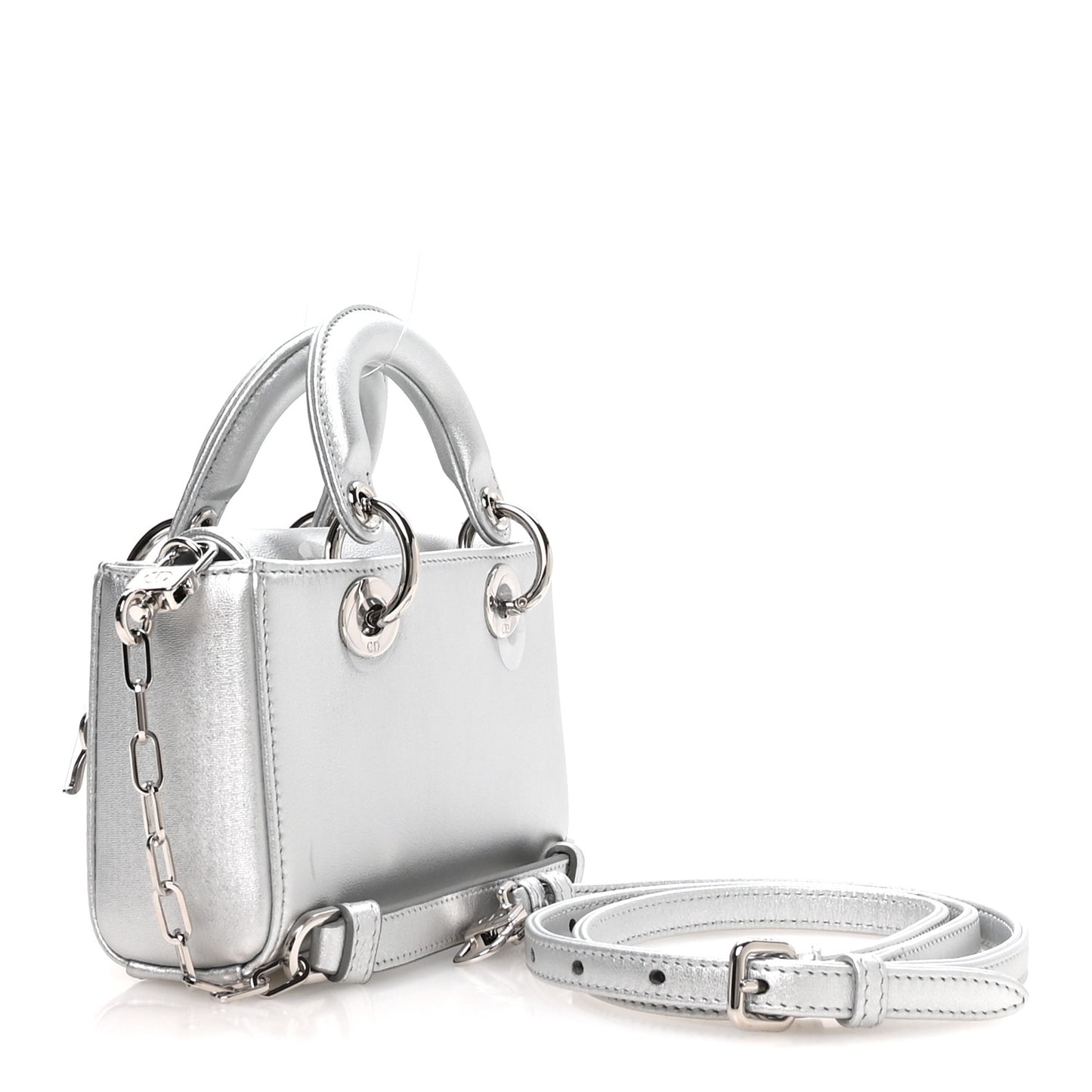 Laminated Lambskin Micro Lady D-Joy Silver