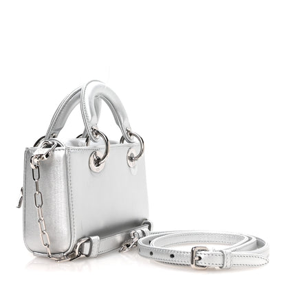 Christian Dior Laminated Lambskin Micro Lady D-Joy Silver 3 of 10