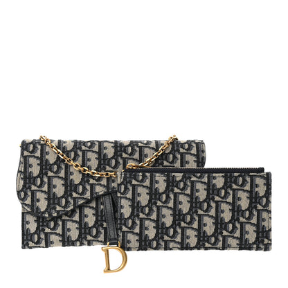 Christian Dior Oblique Saddle Chain Long Wallet Blue 1 of 13