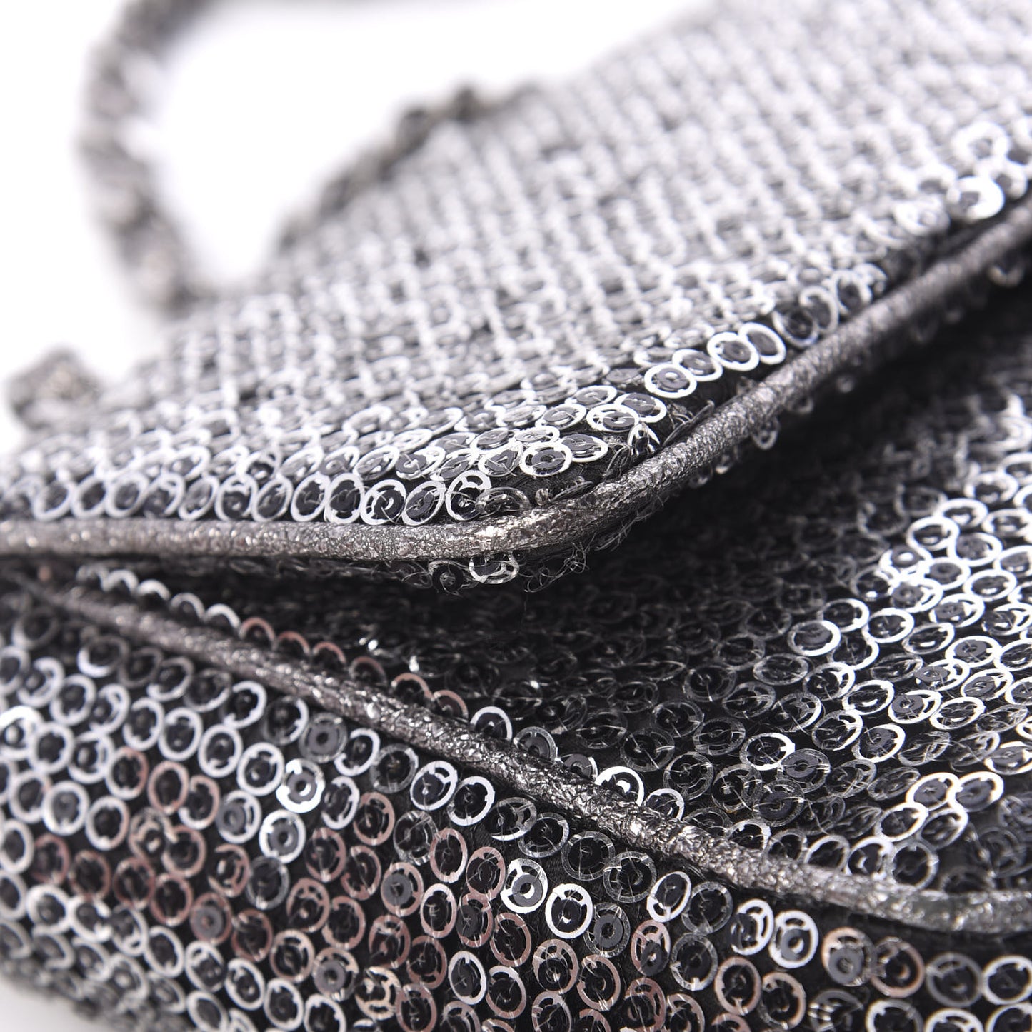 Sequin Mesh Medium Single Flap Silver