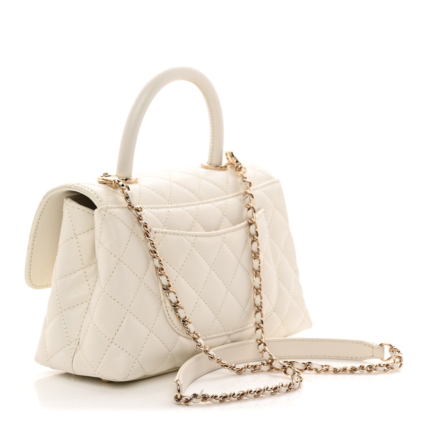 Chanel Caviar Quilted Mini Coco Handle Flap White 3 of 11