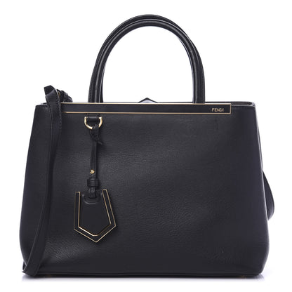 Fendi Vitello Dolce Century Petite 2Jours Tote Black Carbone 1 of 12