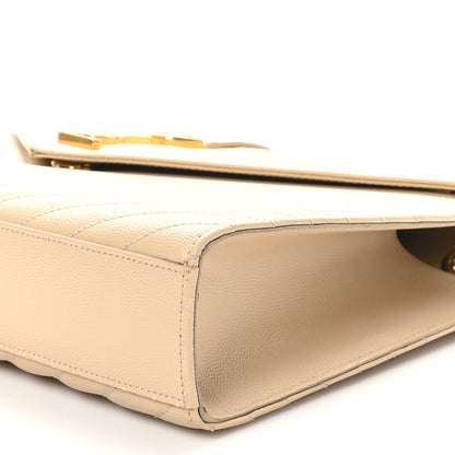 Saint Laurent Grain De Poudre Matelasse Chevron Large Monogram Satchel Nude Powder 10 of 10