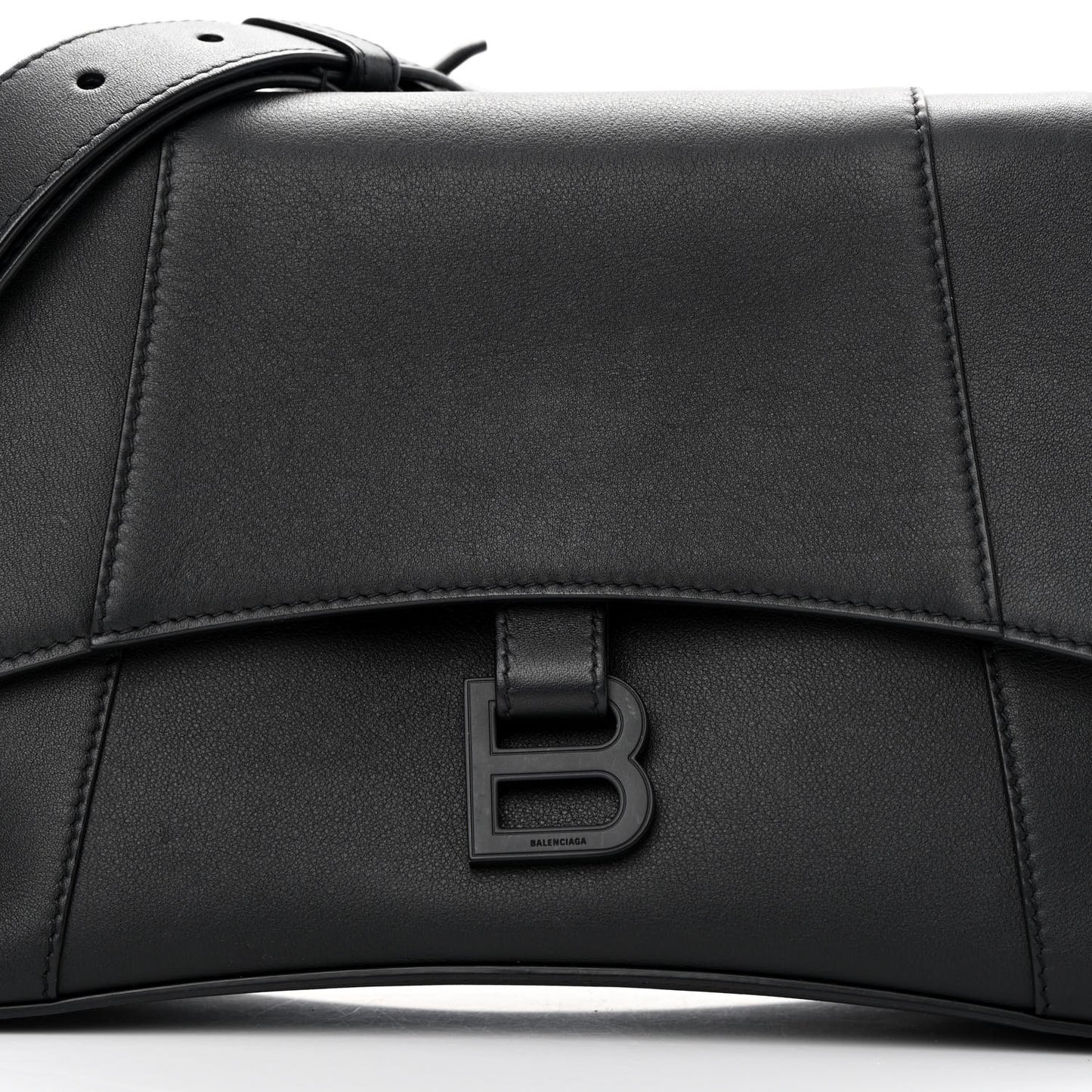 Semi Shiny Smooth Calfskin Monochrome Small Downtown Shoulder Bag Black