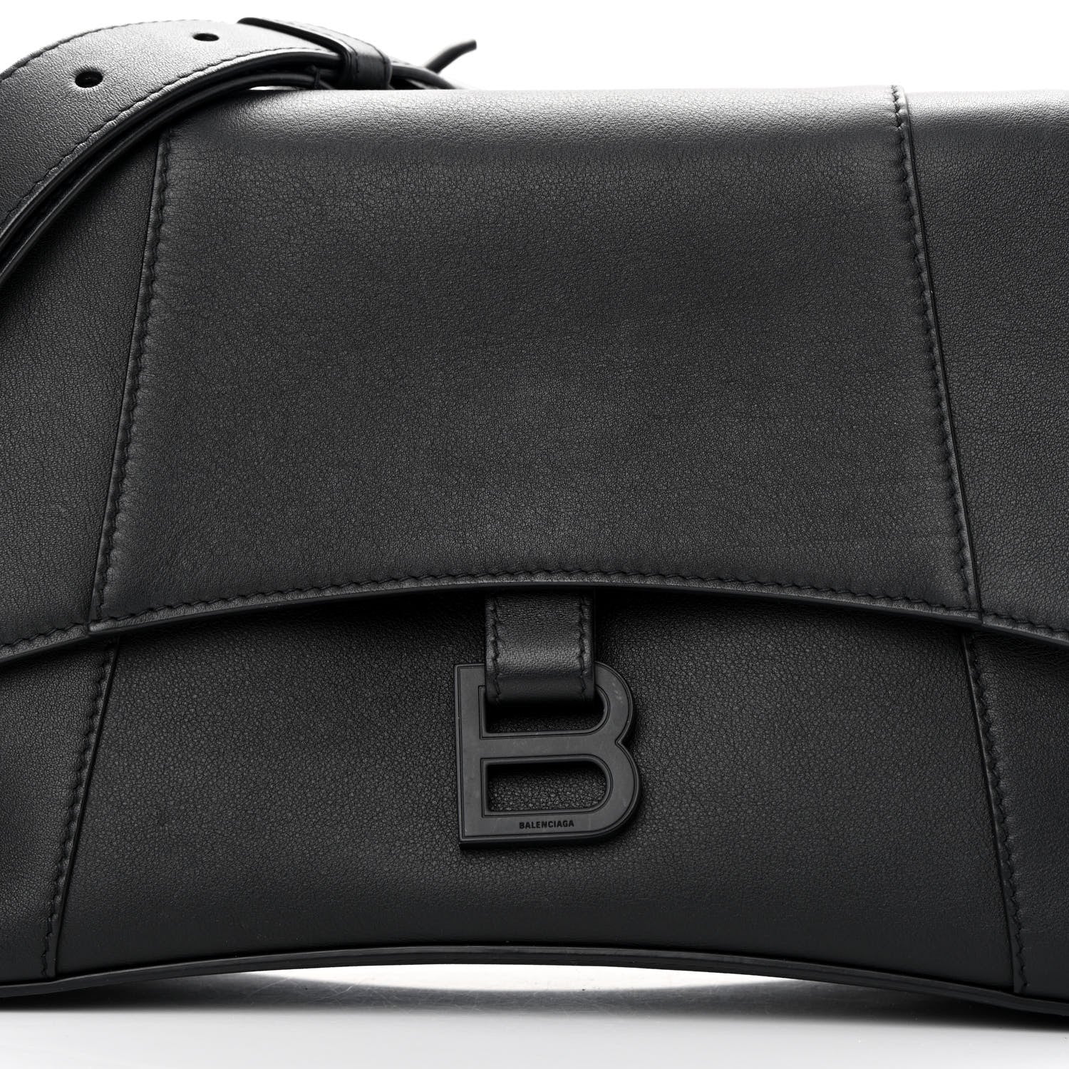 Balenciaga Semi Shiny Smooth Calfskin Monochrome Small Downtown Shoulder Bag Black 9 of 13