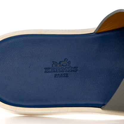 Hermes Epsom Mens Izmir Sandals 40.5 Gris Mouette Bleu 7 of 10