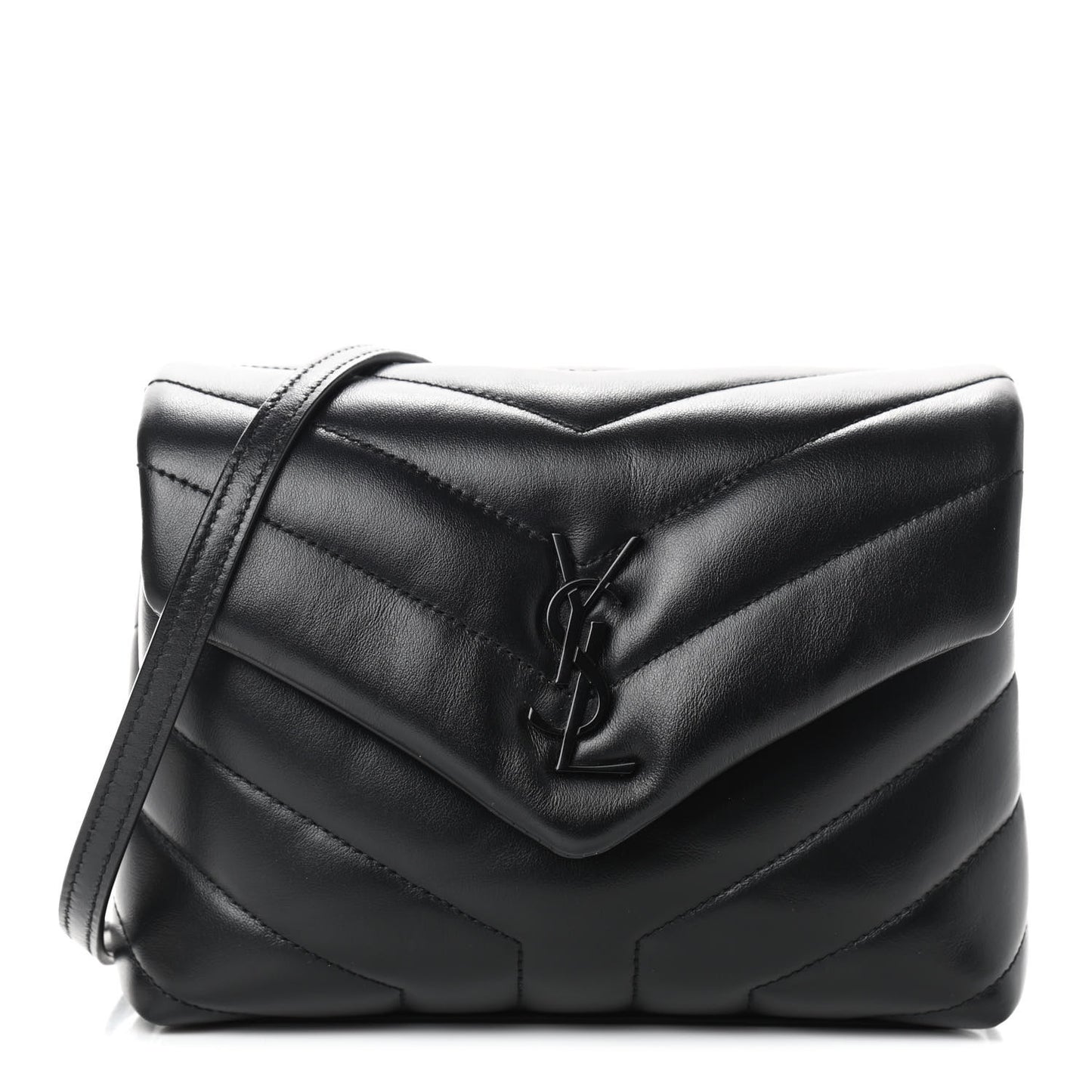 Calfskin Y Quilted Monogram Toy Loulou Crossbody Bag Black