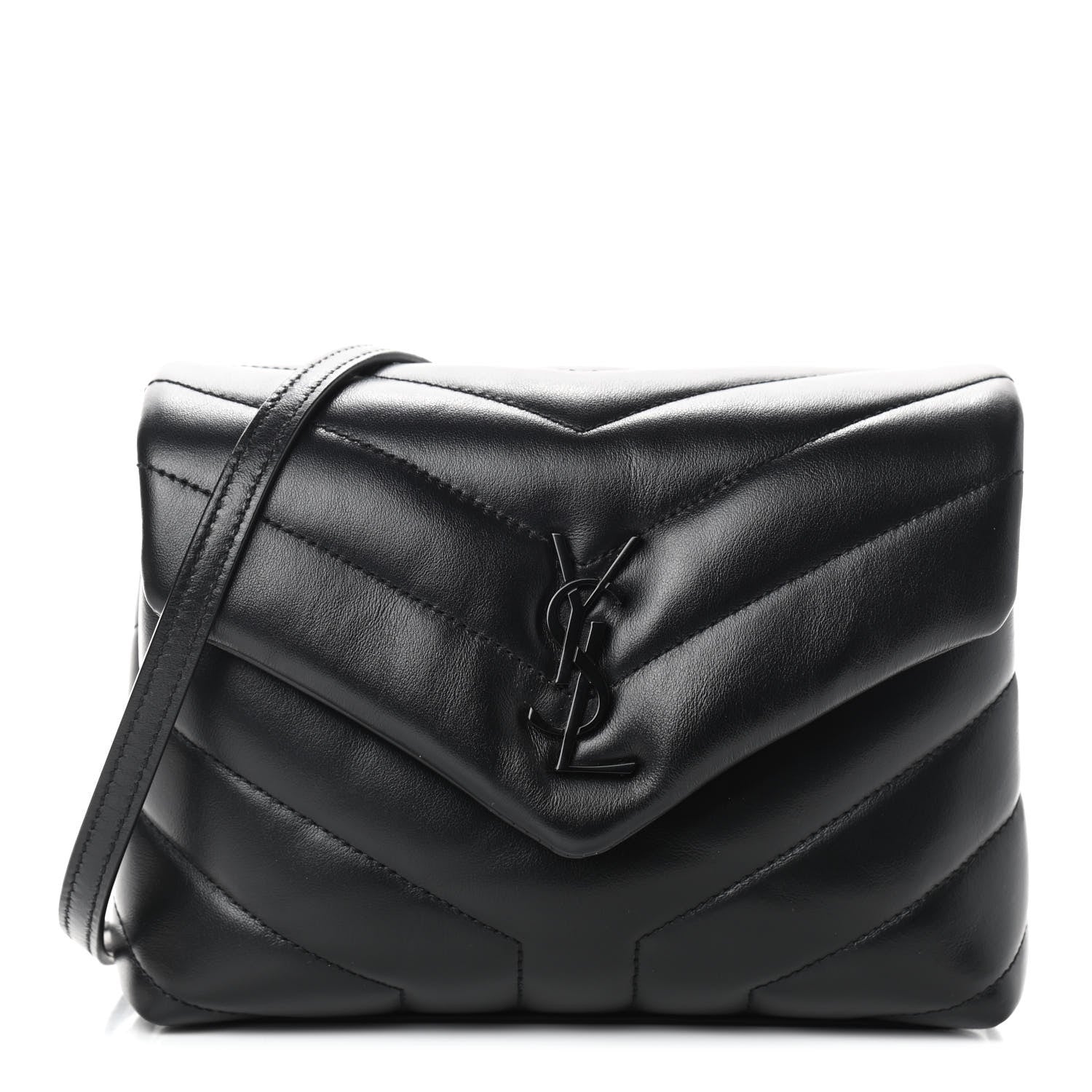 Saint Laurent Calfskin Y Quilted Monogram Toy Loulou Crossbody Bag Black 1 of 8