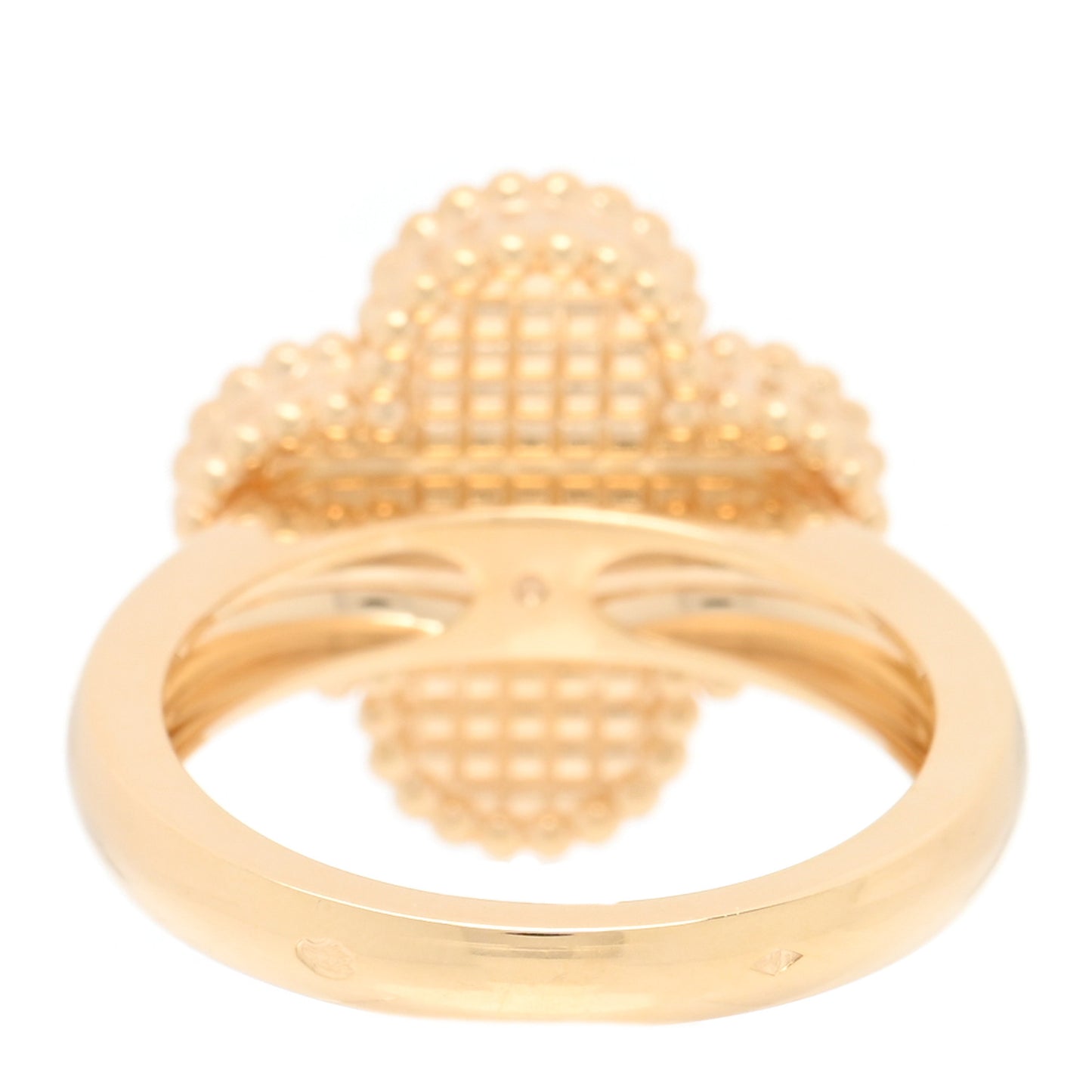 18K Yellow Gold Guilloche Vintage Alhambra Ring 49 5