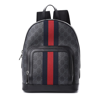Gucci GG Supreme Monogram Appia Calfskin Web Small Day Backpack Black 1 of 10