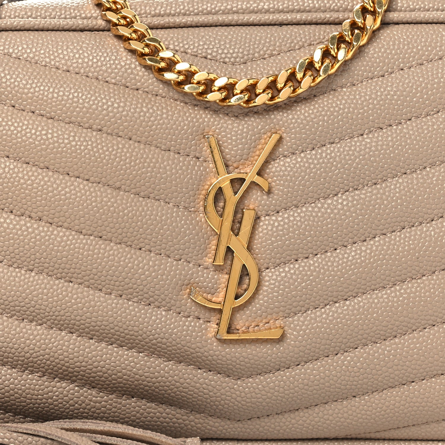 Saint Laurent Grain De Poudre Matelasse Monogram Mini Lou Camera Bag Dark Beige 8 of 13