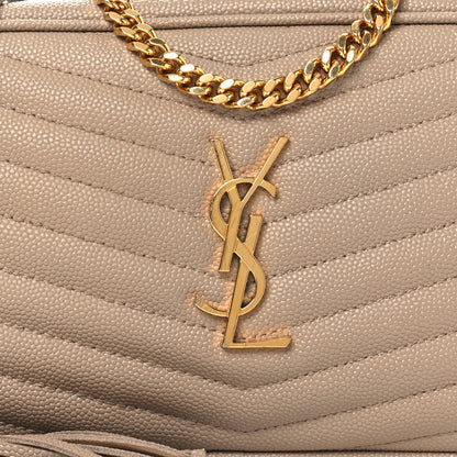 Saint Laurent Grain De Poudre Matelasse Monogram Mini Lou Camera Bag Dark Beige 8 of 13