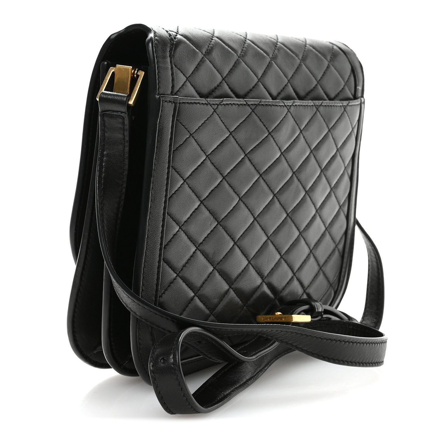 Lambskin Quilted Monogram Medium Solferino Satchel Black