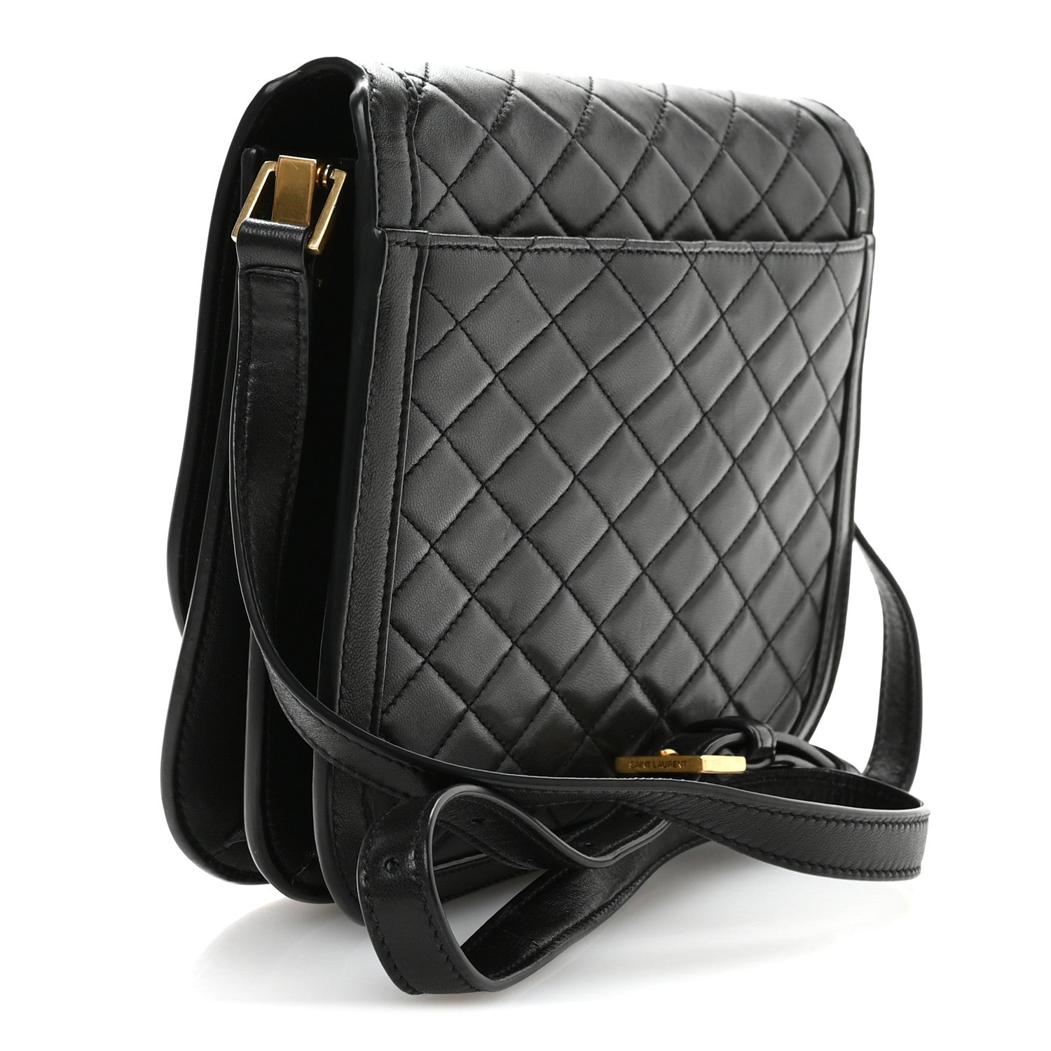 Saint Laurent Lambskin Quilted Monogram Medium Solferino Satchel Black 3 of 12