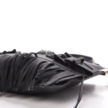 Versace Calfskin Palazzo Fringe Crossbody Bag Black 7 of 9