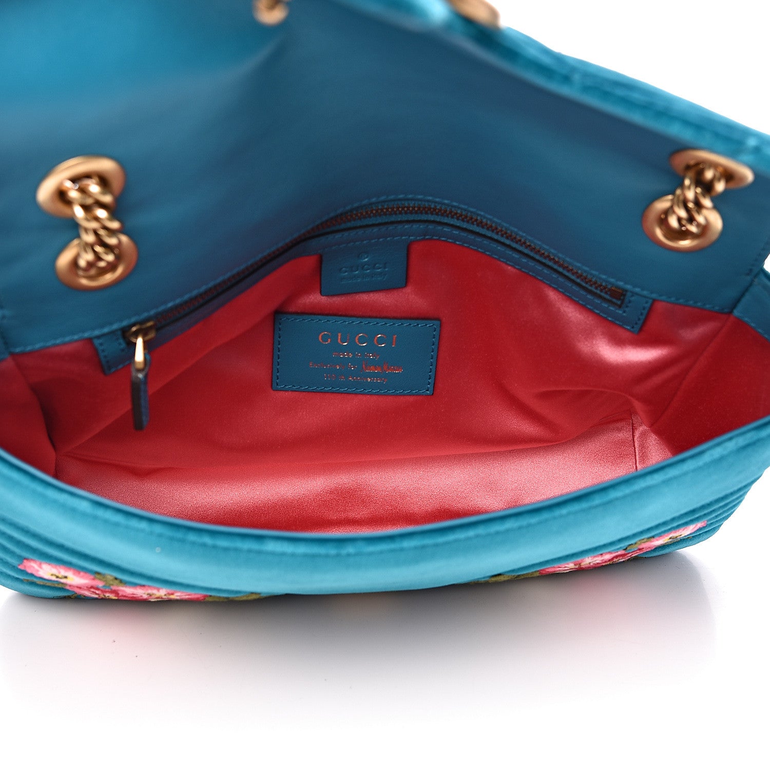 Gucci Velvet Matelasse XXV Embroidered Medium GG Marmont Shoulder Bag Pavone Cyan 4 of 11