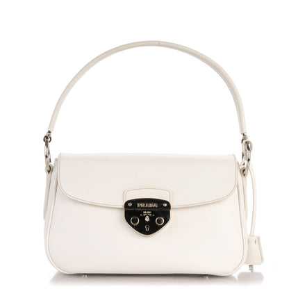 Prada Saffiano Lux Pushlock Flap Bag White 1 of 7