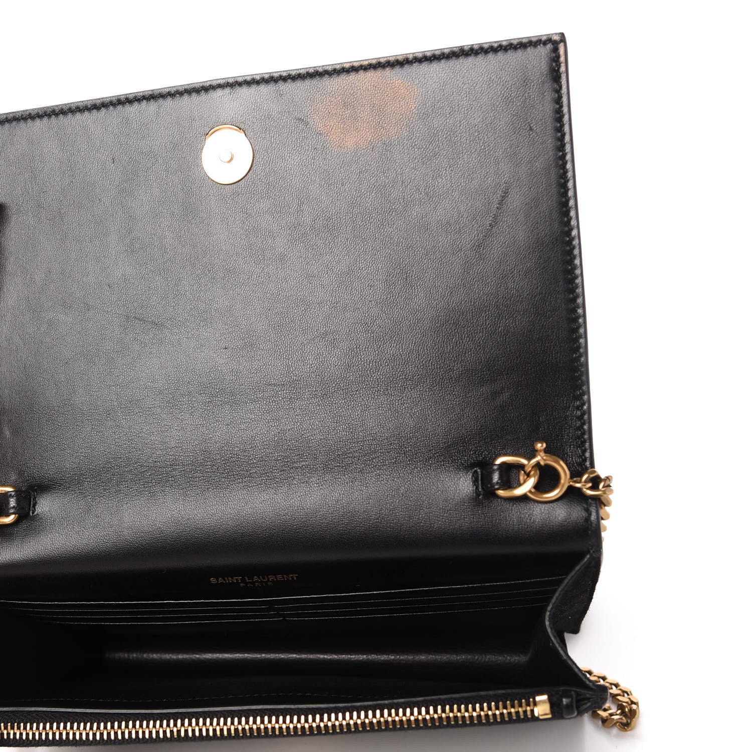 Saint Laurent Suede Sequin Bead Embellished Classic Monogram Kate Tassel Chain Wallet Black Multicolor 5 of 9