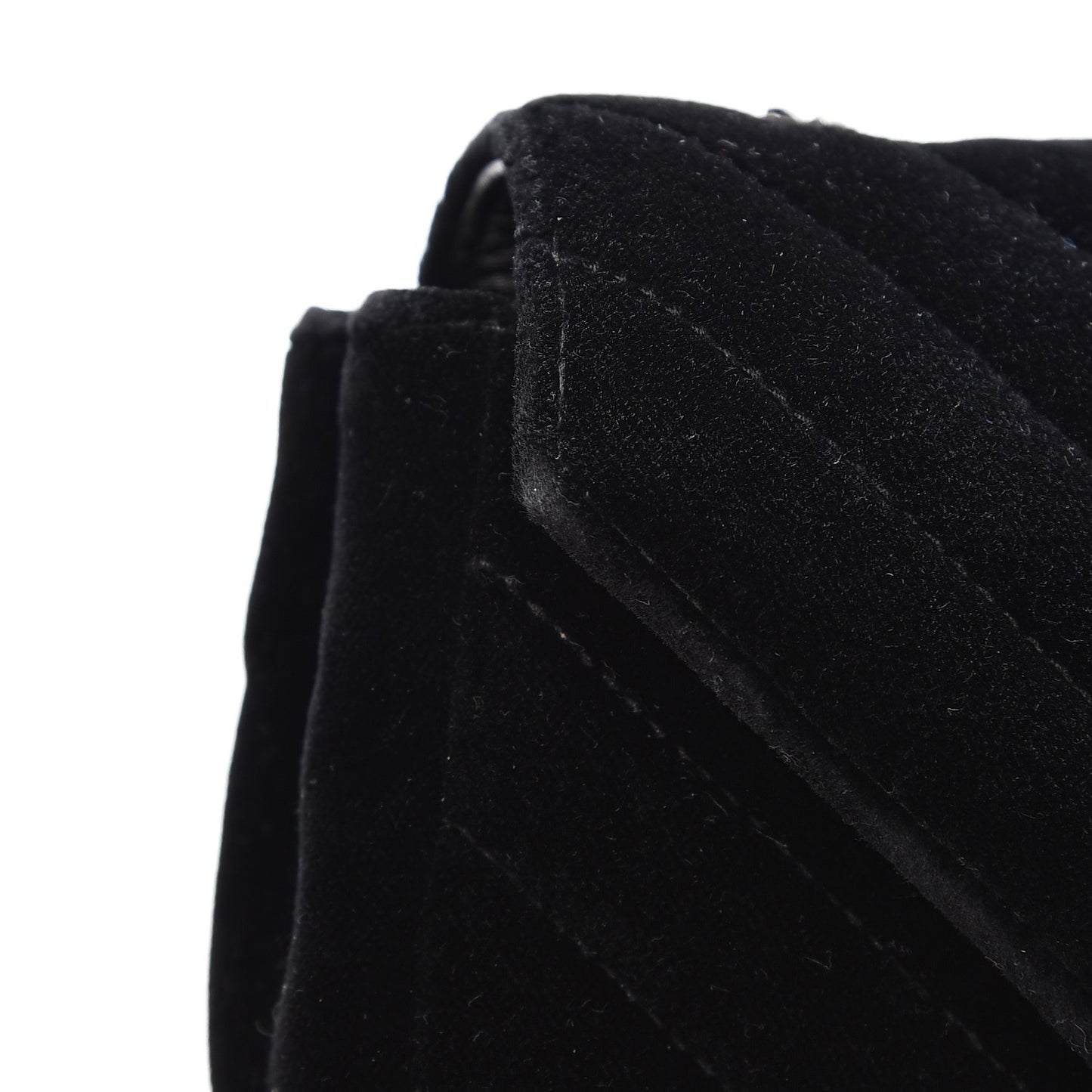 Velvet Matelasse Chevron Monogram Classic Baby Chain Bag Black