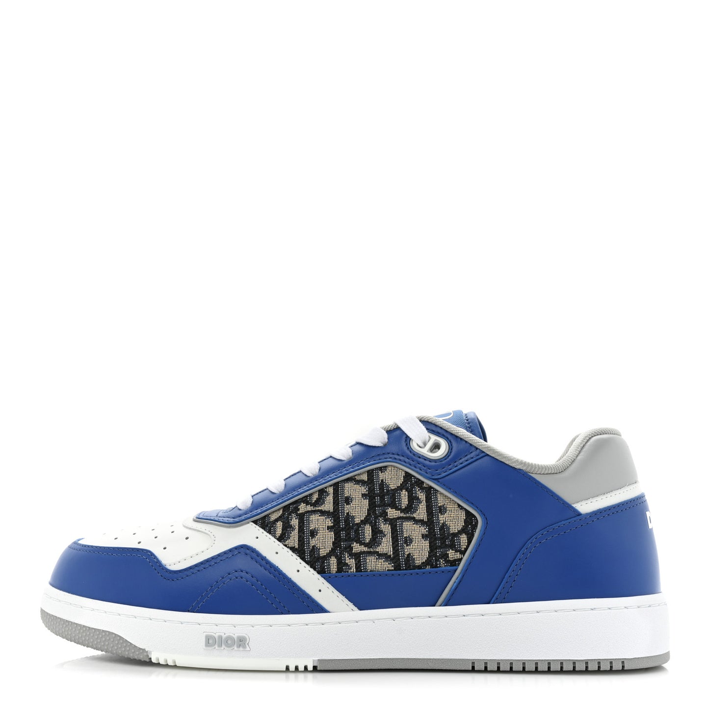 Smooth Calfskin Jacquard Oblique Mens B27 Low Top Sneakers 44 Blue White