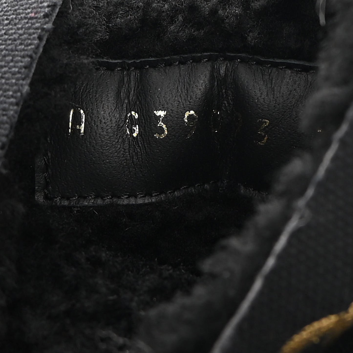Lambskin Shearling Canvas CC Lace Up Boots 37.5 Black Gold