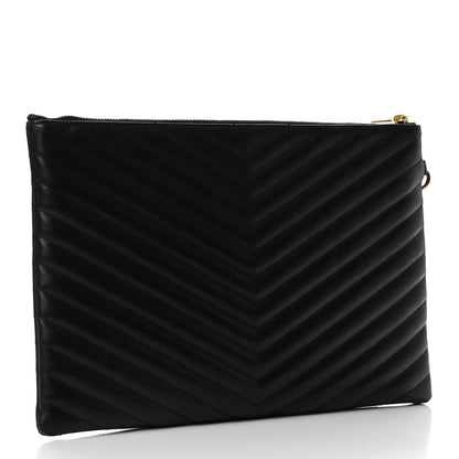 Saint Laurent Calfskin Matelasse Monogram Cassandre Tablet Pouch Black 3 of 7