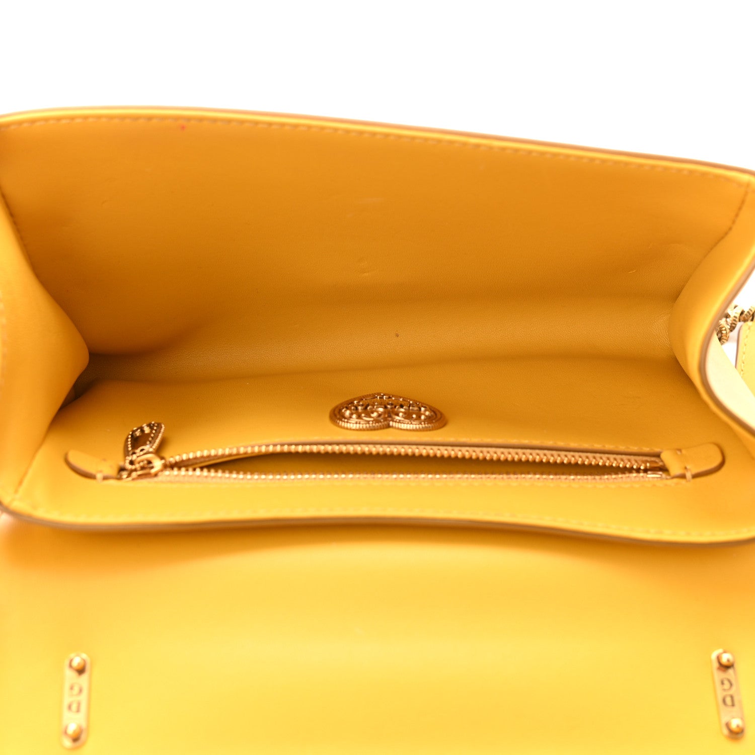 Dolce & Gabbana Calfskin Medium Devotion Crossbody Bag Yellow 6 of 9