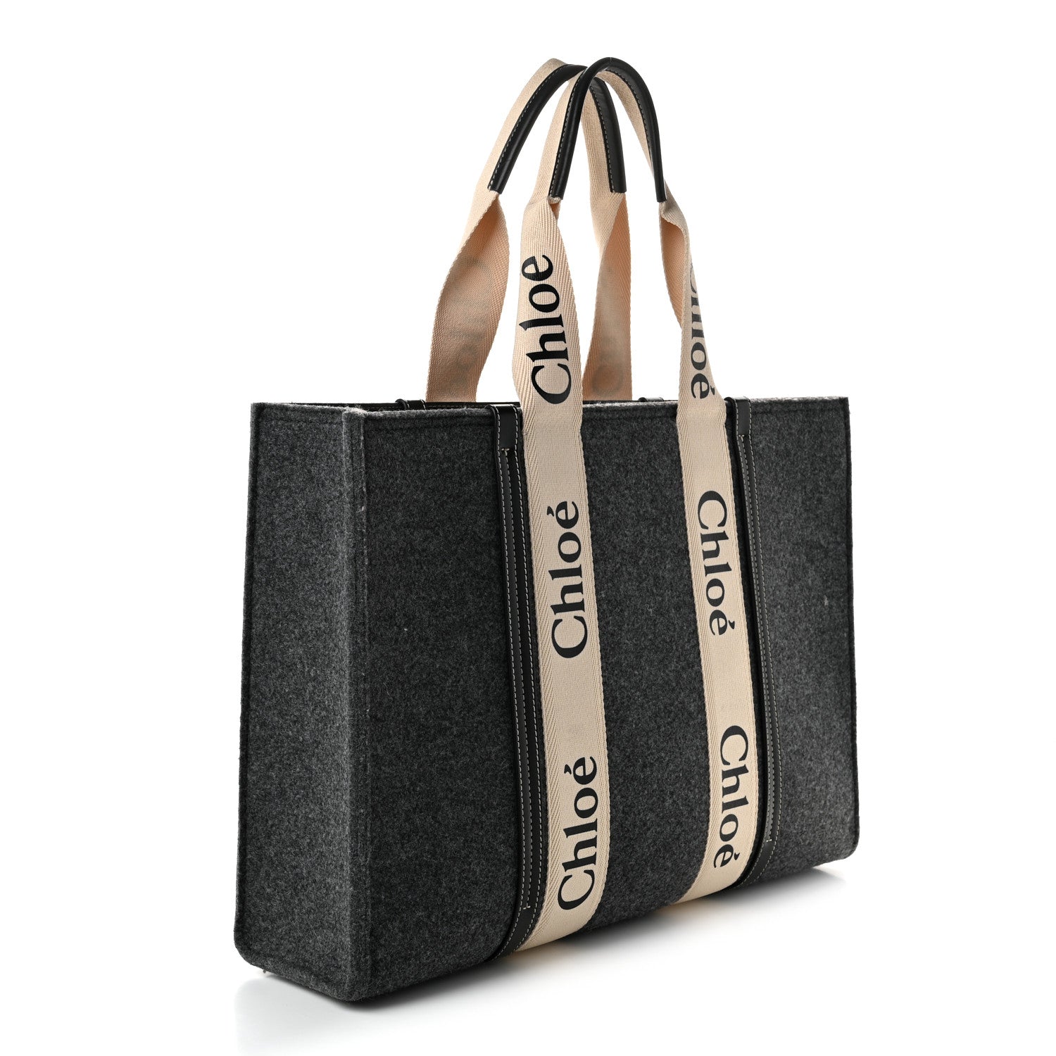 Chloe Felt Large Woody Ribbon Tote Cashmere Grey 2 of 9