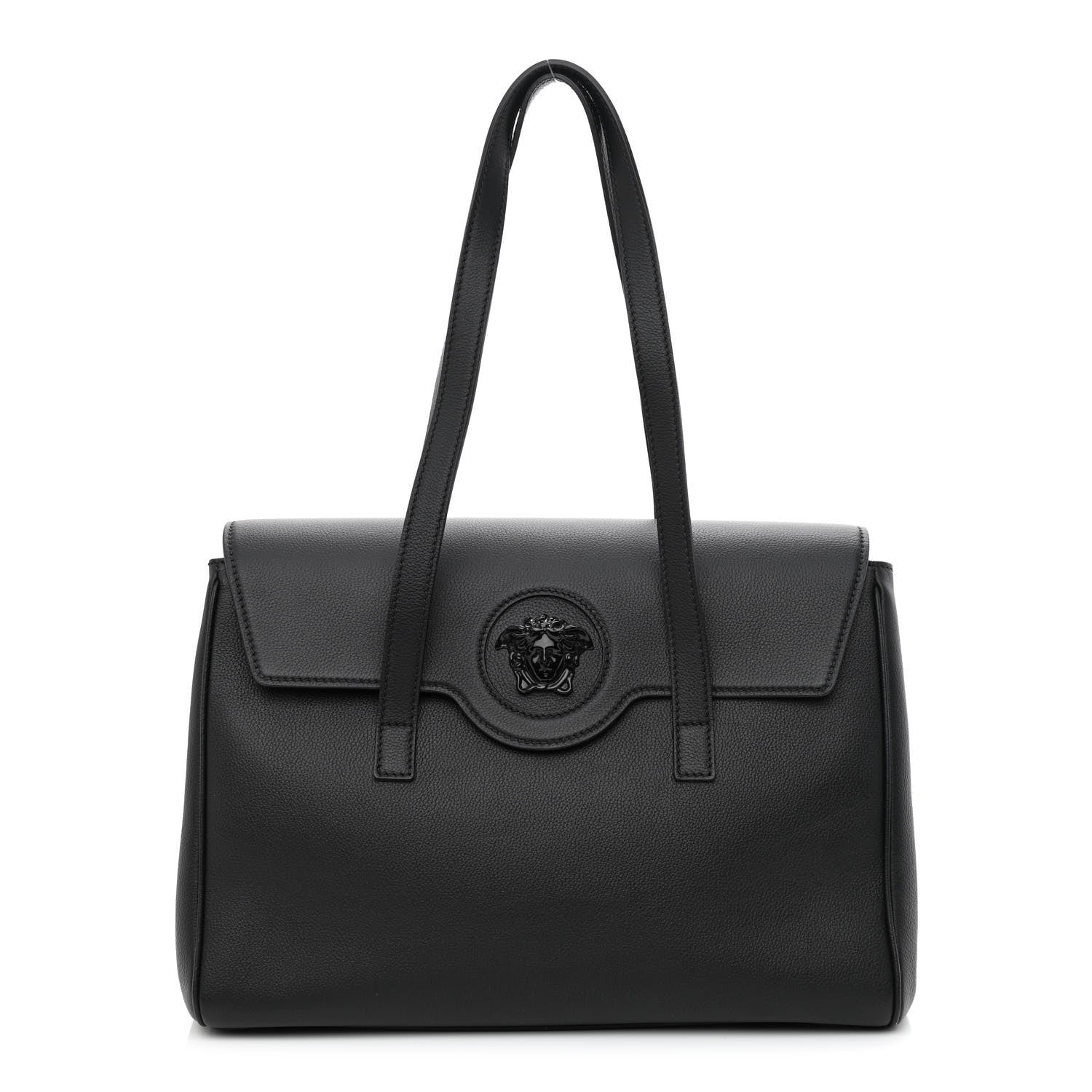 Versace Grained Calfskin La Medusa Tote Black 1 of 10